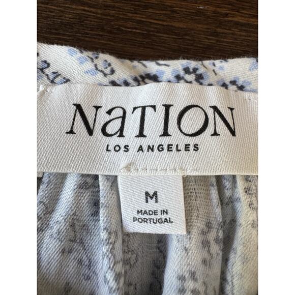 Nation Ltd Florence Blouse Balloon Sleeve Porcelain Floral Vines M - Picture 11 of 12